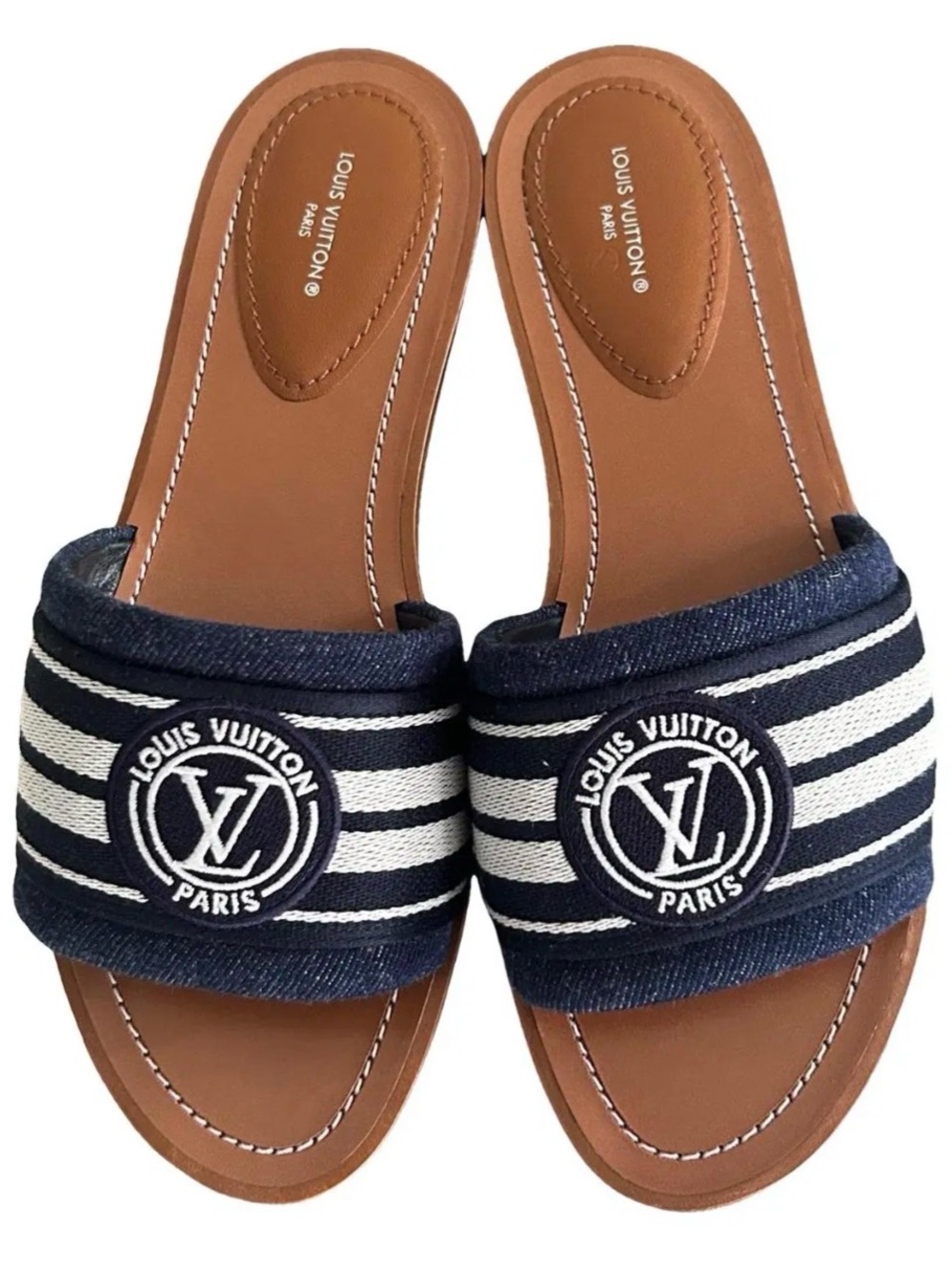 Louis Vuitton Denim Slides- Lock it Mules